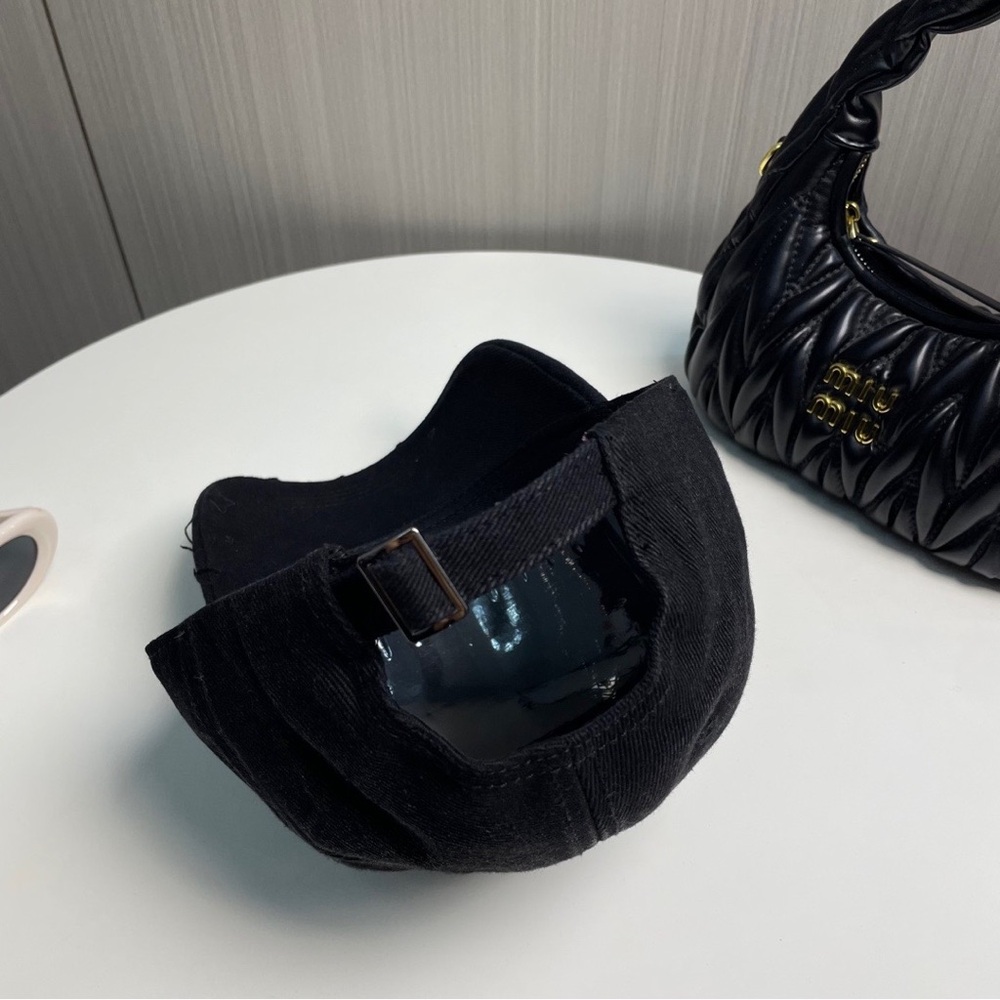 Miu Miu Black Cap with Brown Logo - Picture 3 of 6